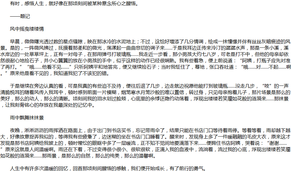 2020年中考滿分作文說明文參考范文：那時，我淚流滿面